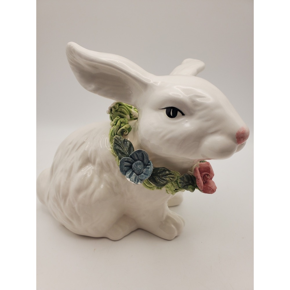 Vintage WCL Ceramic Easter Bunny with Floral Collar